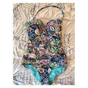 Multi colored one piece bathing suit size 6